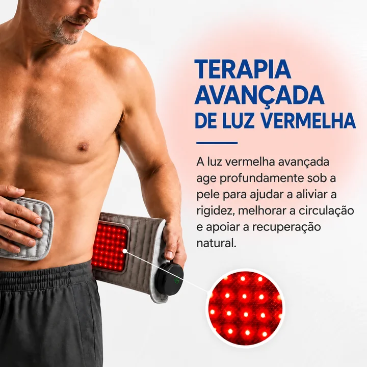 Painel de LEDs de luz vermelha aceso na parte de dentro da cinta